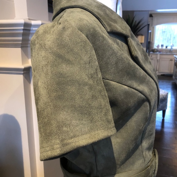 Elizabeth & Nicole Olive Belted Mini Dress with Pleats Size S - Picture 4 of 8